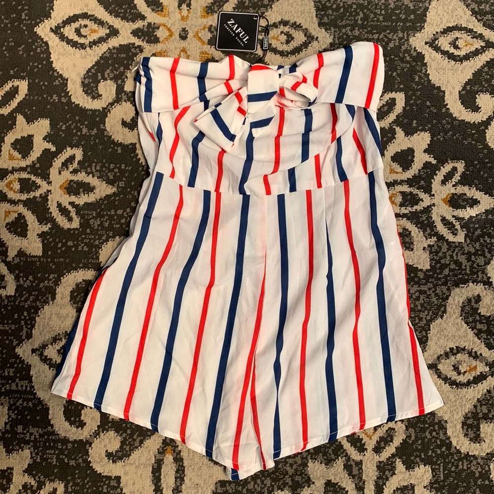 Zaful Red, White, and Blue Romper